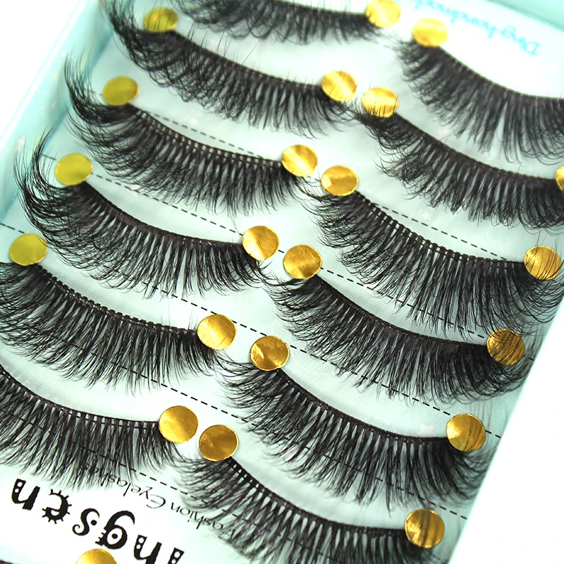 Nouveau 10/5 paires de cils de vison 3d faits à la main faux cils courts croix désordre Dense cils naturels maquillage de scène faux cils