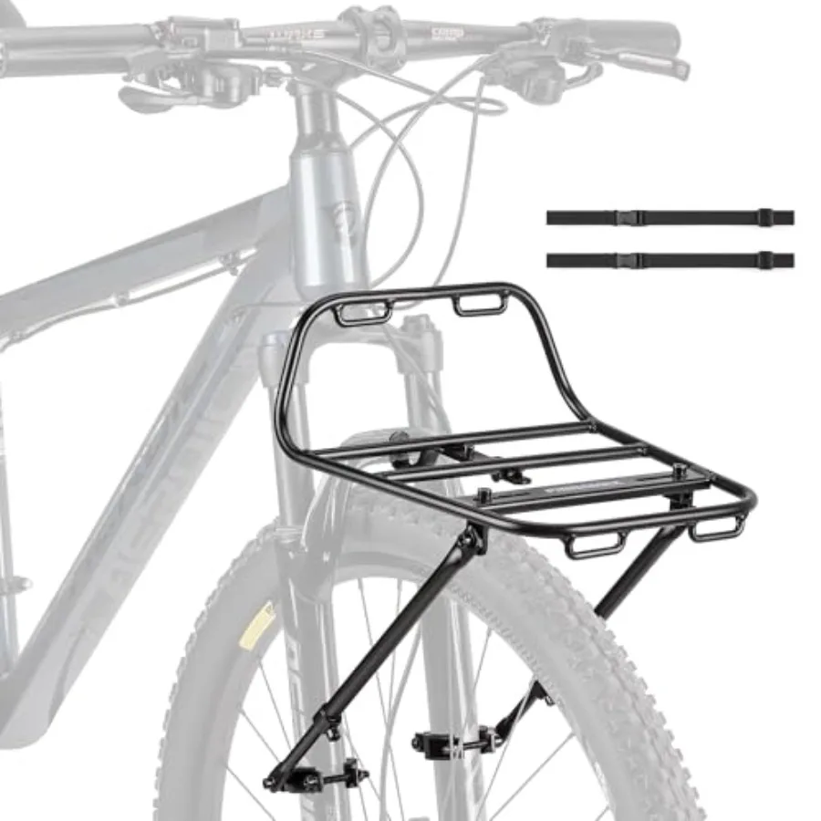 

Bike Front Rack - Front Bicycle Cargo Rack with Struts - Front Mount Aluminium Pizza Rack Bike Rack for Mountain Gravel Touring