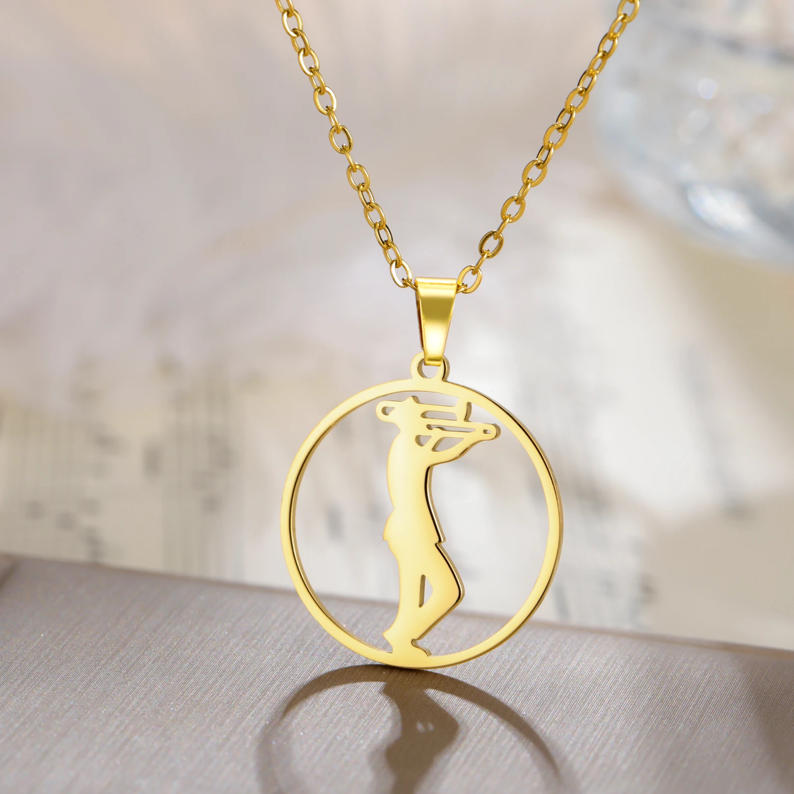 Amaxer Fashion Stainless Steel Playing Trumpet Orchestral Instruments Necklace for Men Woman Charm Couple Musical Jewelry Gifts