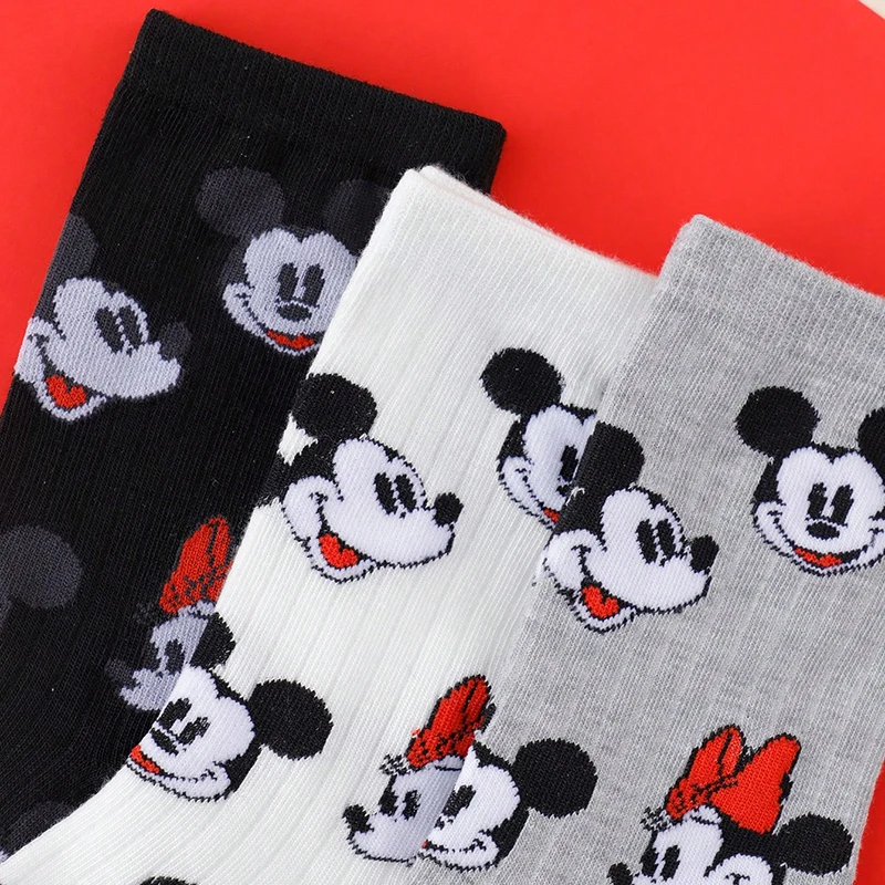 3 Pairs Of Four Season Unisex Fashionable Cartoon Printed Versatile And Comfortable Casual Black, White, And Gray Long Socks