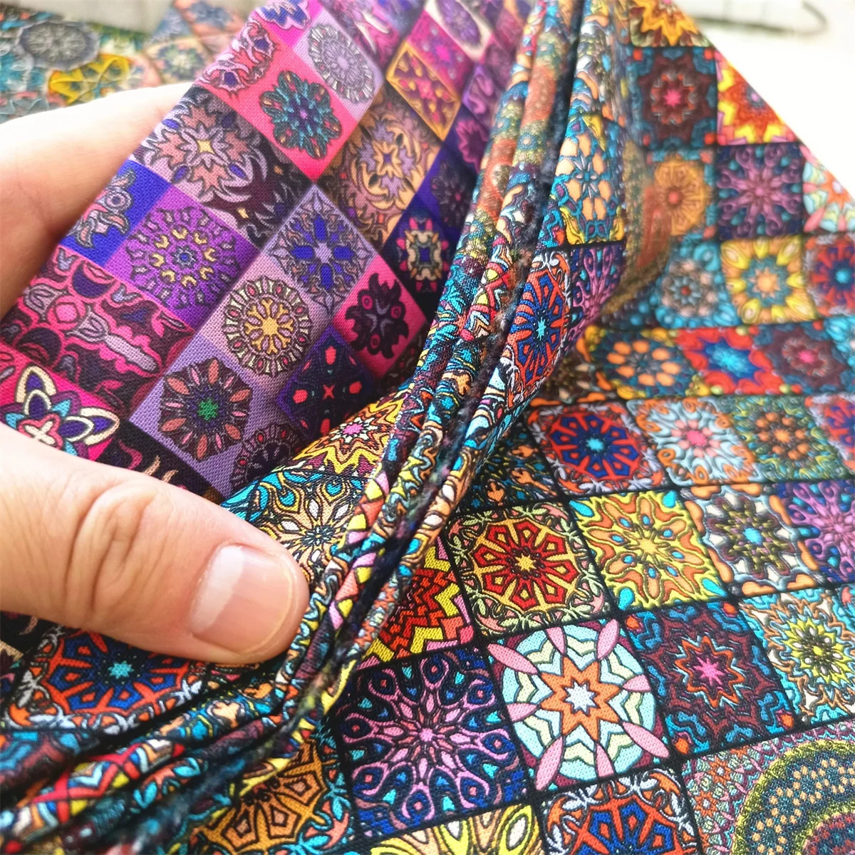 1pc 50*145cm/19.7*57in Sewing Fabric Bohemian Style Mandala 100% Cotton Printed Boho Clothes DIY Doll Dresses Handmade Patchwork