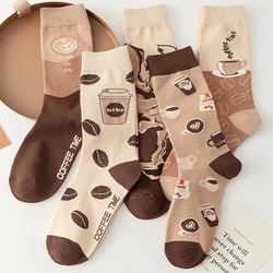 Chaussettes fantaisie pour femmes, bas créatifs et décontractés, lettre de dessin animé classique, café, mode printemps et automne, bonne qualité, best-seller