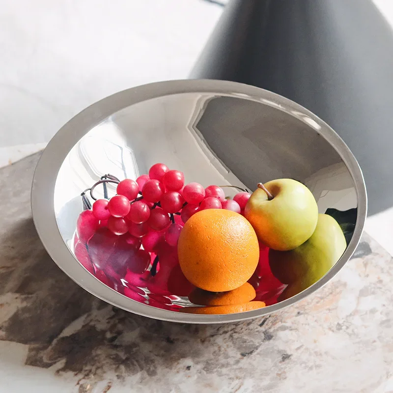 Modern Minimalist Luxury Stainless Steel Decorative Tray, Metal Tableware, Fruit Platter, Home Decor, Living Room Dining Table