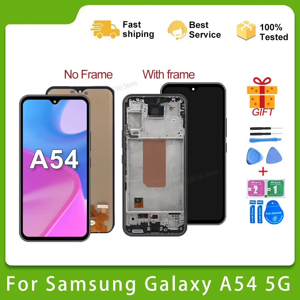 

Дисплей 6,4 ''для Samsung Galaxy A54 5G, дисплей A546B A546E A546U, ЖК-дисплей с сенсорным экраном и дигитайзером, замена A546E A546U, испытание в сборе