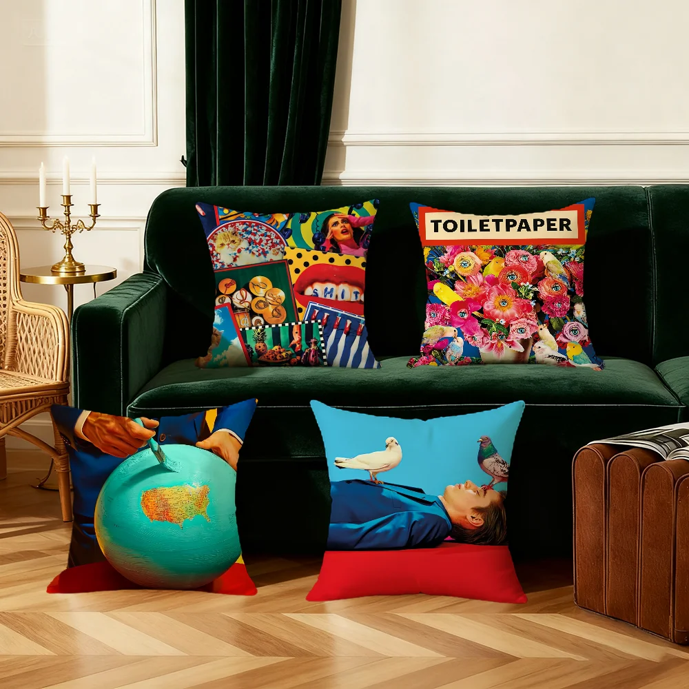 T-T-Toilet-Paper-R Cushion Cover Bedroom Sofa Decorative Home Car Portable Cushion Cover With Zipper Soft Pillowcase
