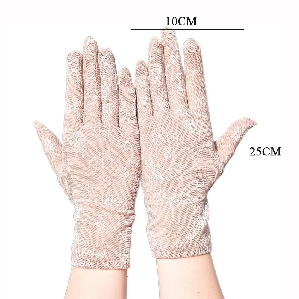 Ladies Summer Spring Sunscreen Touch Screen Mittens Anti UV Driving Gloves Lace Gloves