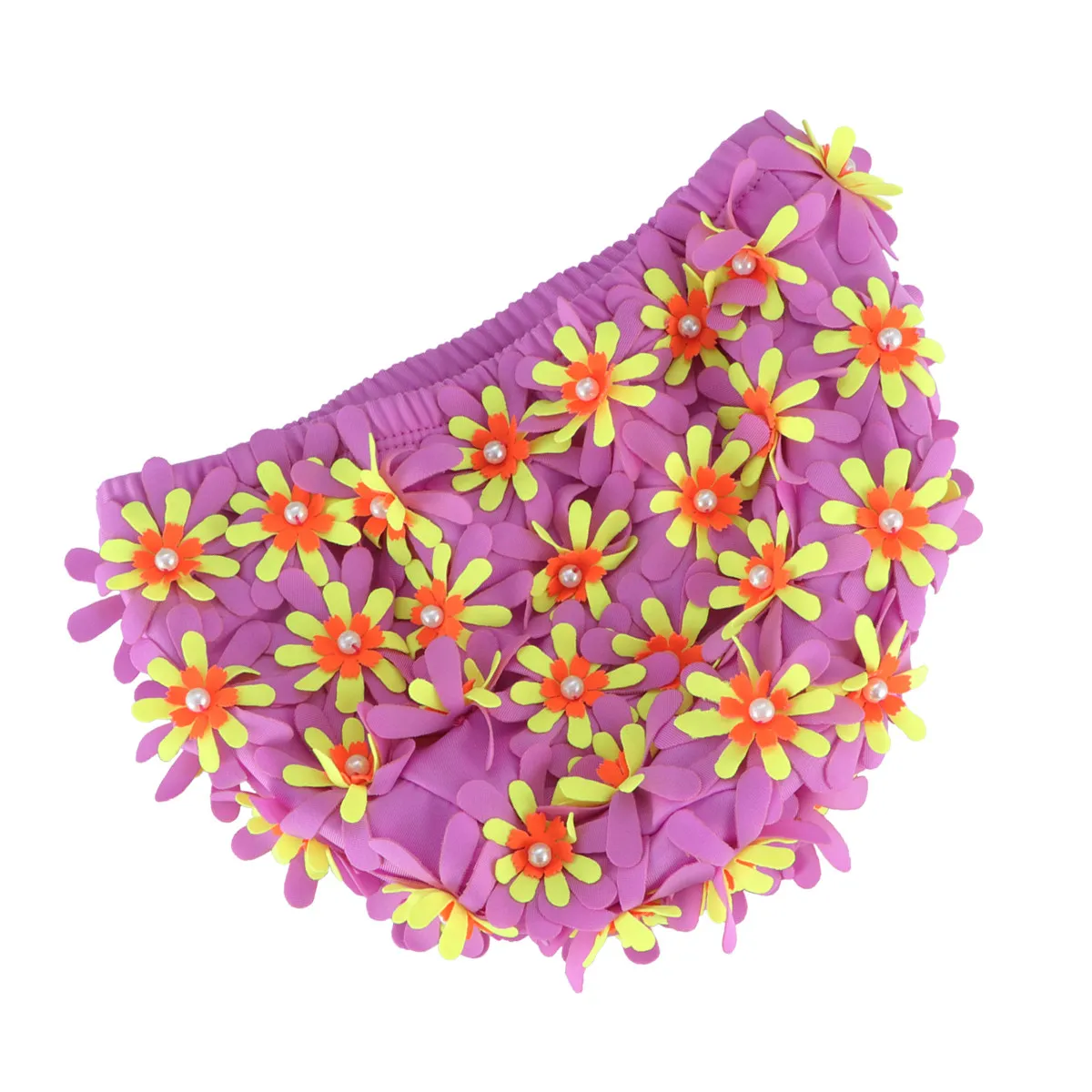 

Женская шапочка для плавания с 3D-цветочным дизайном и жемчугом, защита ушей, яркие цвета, универсальный размер, для бассейна и пляжа