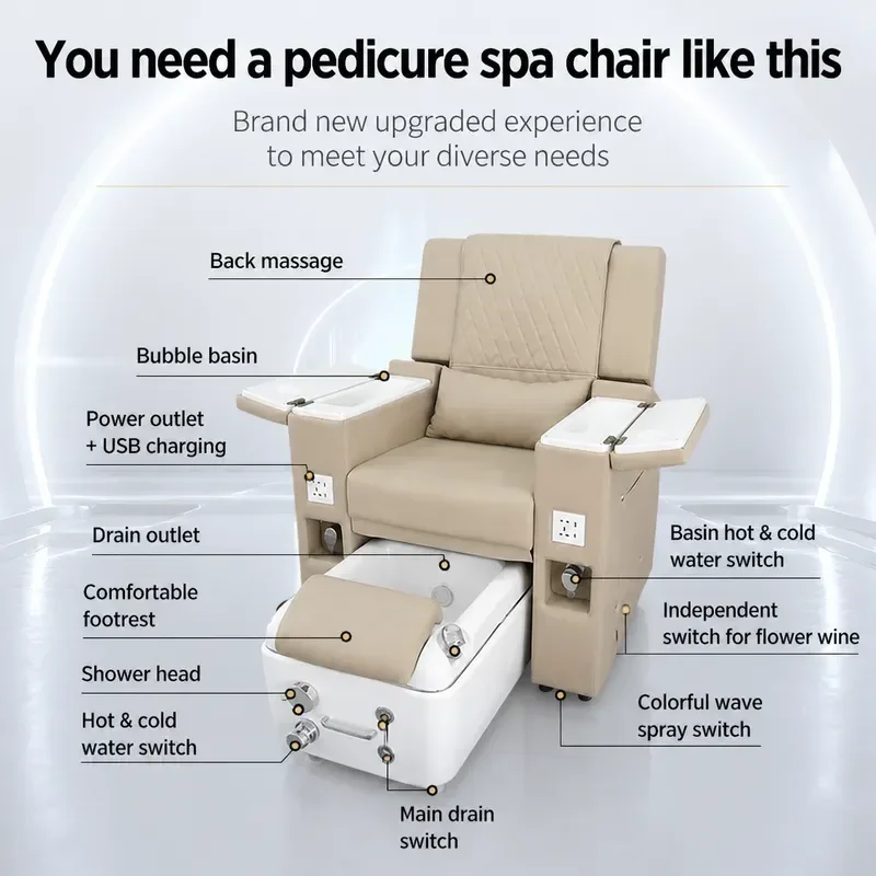 Electric Manicure Sofa Multi Functional Reclining Single Massage Foot Chair for Tattoo Embroidery Eyelash Eyebrow Beauty