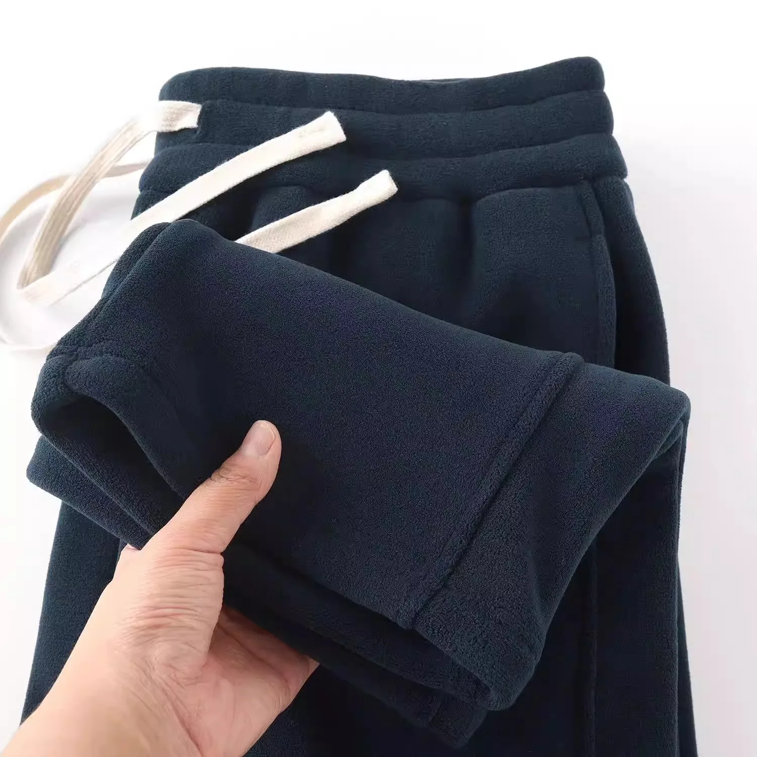 Warm Thickened Winter Straight Leg Sweatpants Men's Skin-friendly Casual Pants Women's Winter High Waist Elastic Waist
