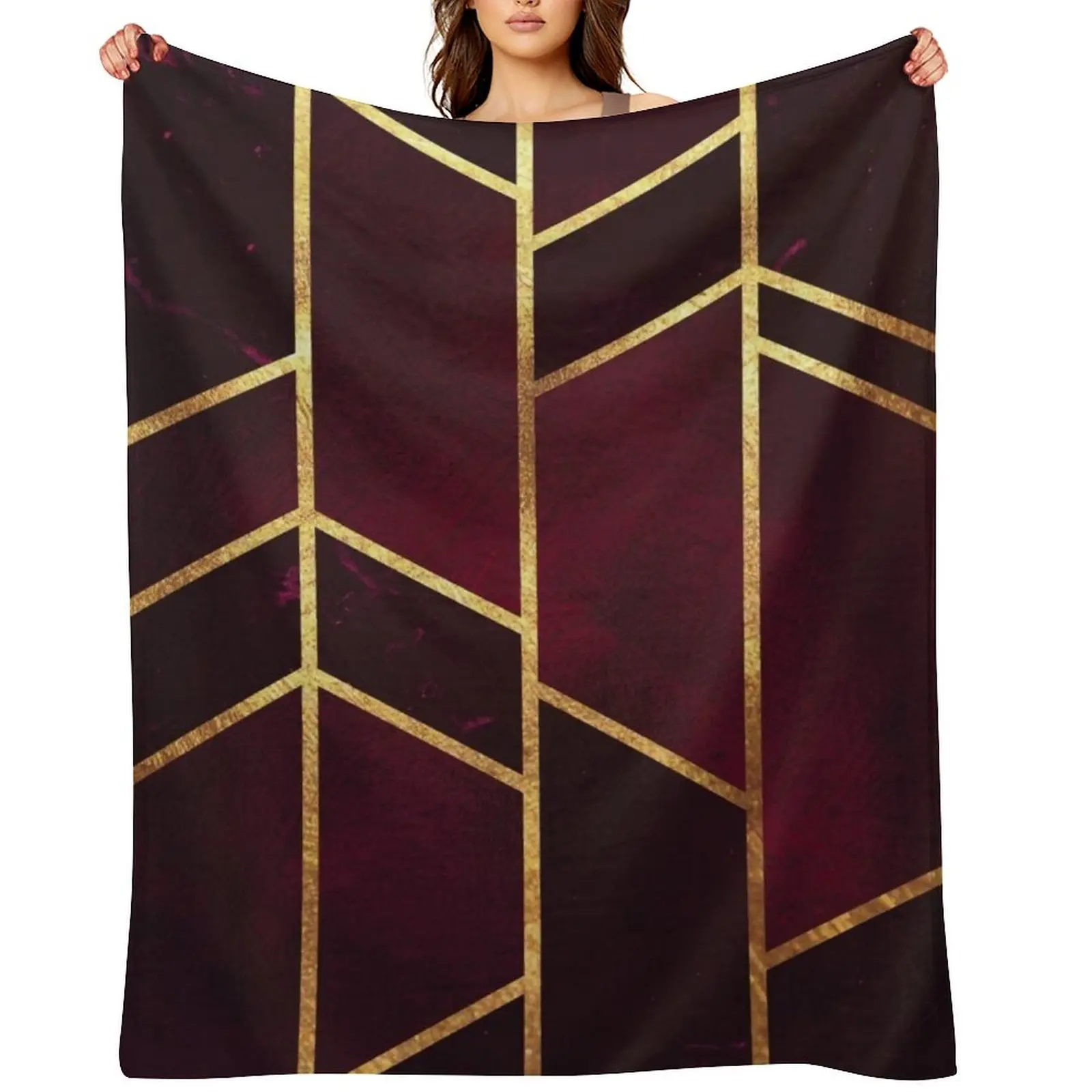 

Red and Gold Geometry Throw Blanket Heavy Sofa Luxury Throw Quilt Blankets