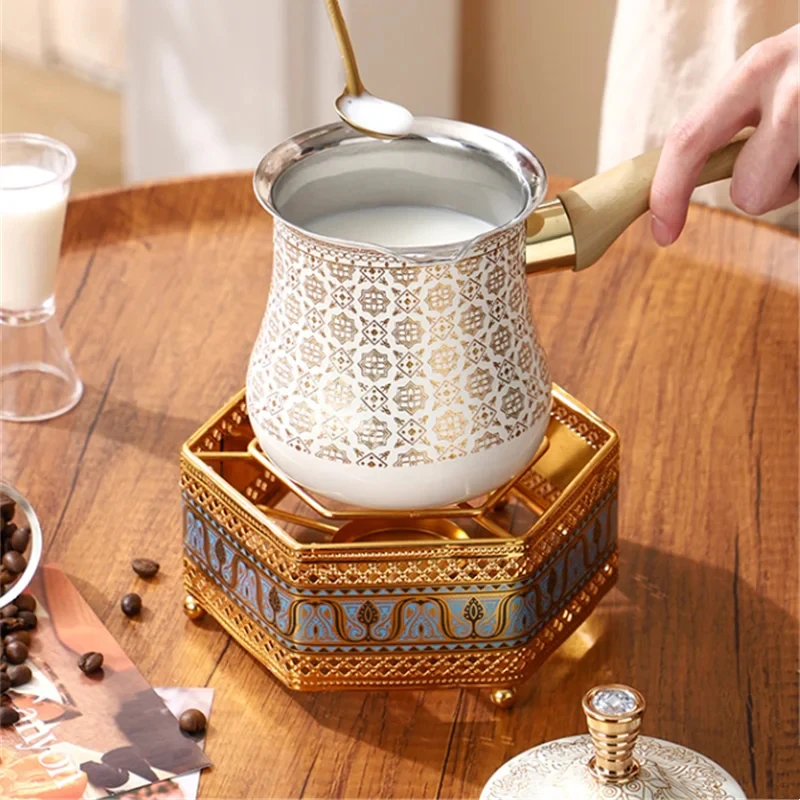 إبريق قهوة من الفولاذ المقاوم للصدأ مع غطاء، كوب حليب زبدة الشوكولاتة، إبريق القهوة والشاي، وعاء موكا للمطبخ المنزلي والمكتب