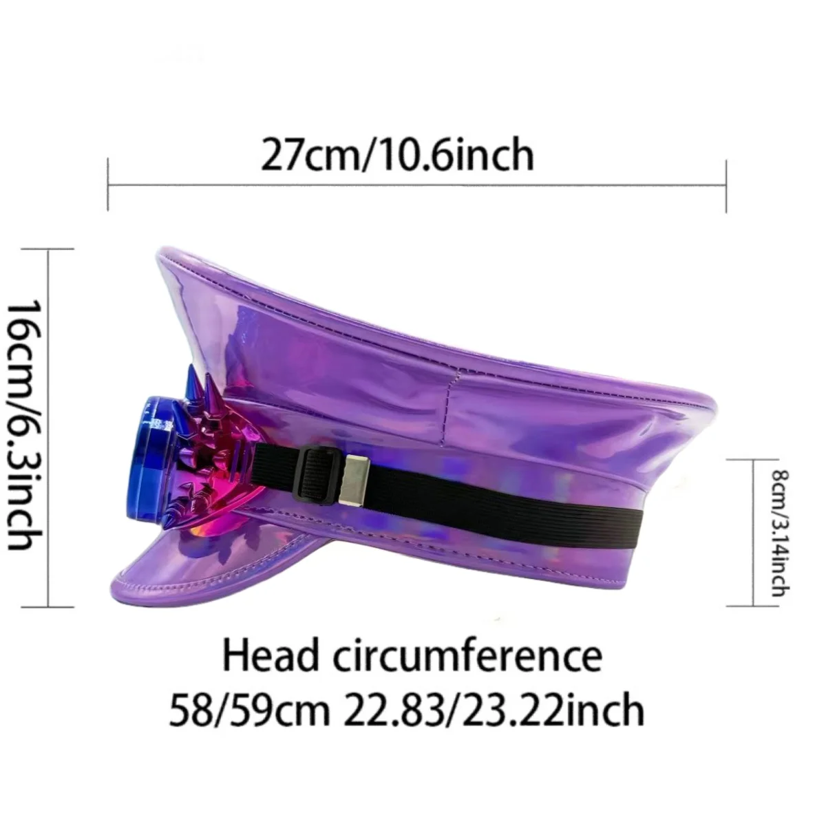 HongLuan  Laser Leather Captain Hat Rhinestone & Military Caps for Woman, Rave Festivals Accessories ＆ Party Cap Man Cosplay Fem