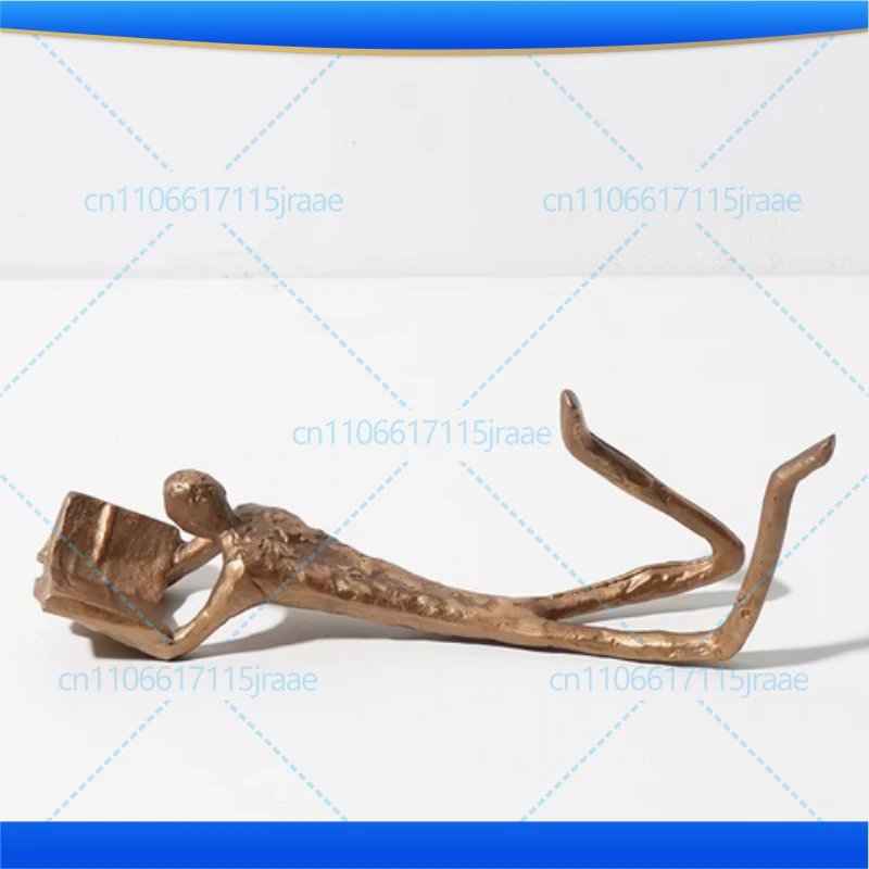 Prone Posture Figures Reader Statue Alloy Artwork Desk Decoration Golden/black Reader Characters Sculpture Modern Home Decor