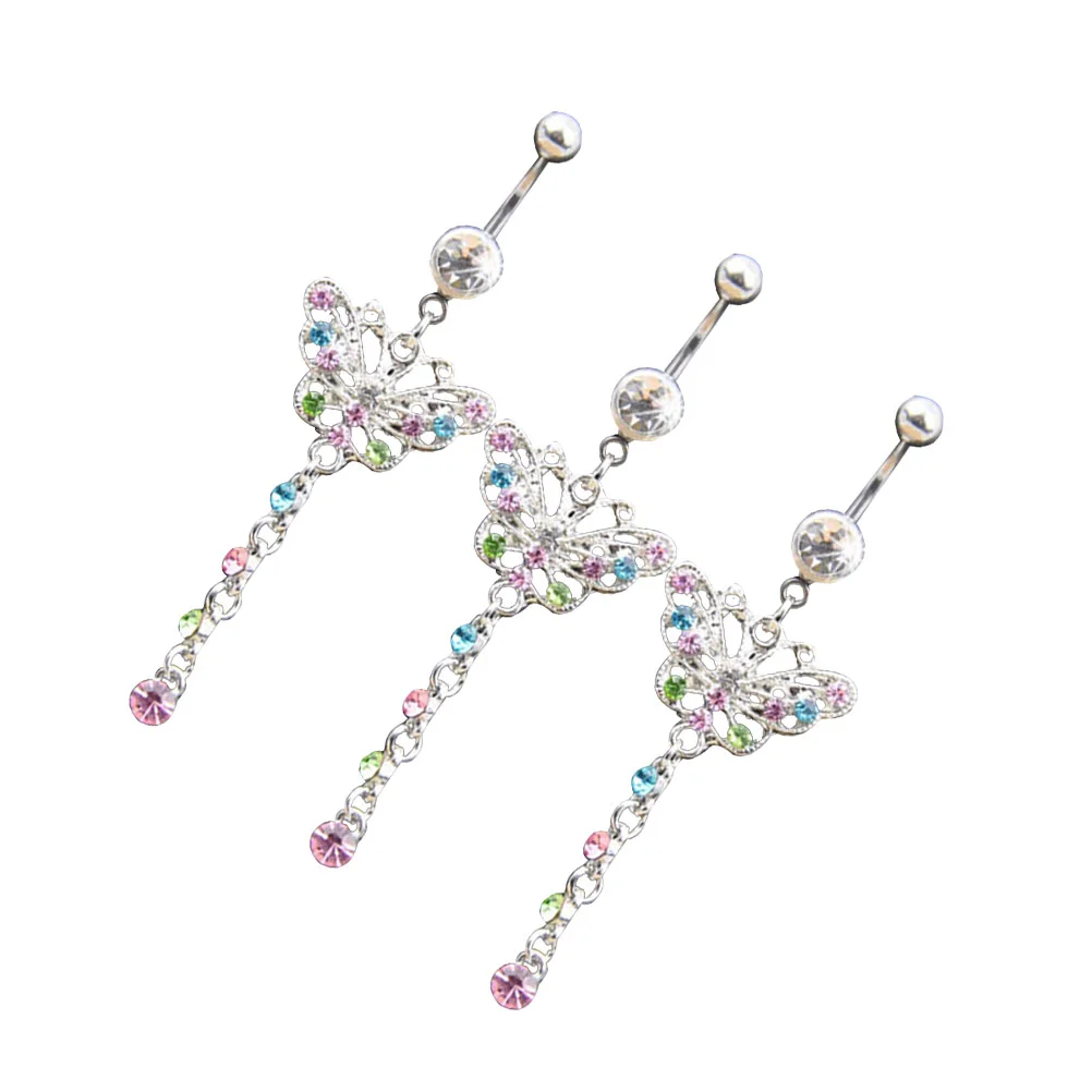 3 Pcs Belly Button Rings Hanging Positioning Auger Ring Navel Nail belly ring navel jewelry navel piercing jewelry