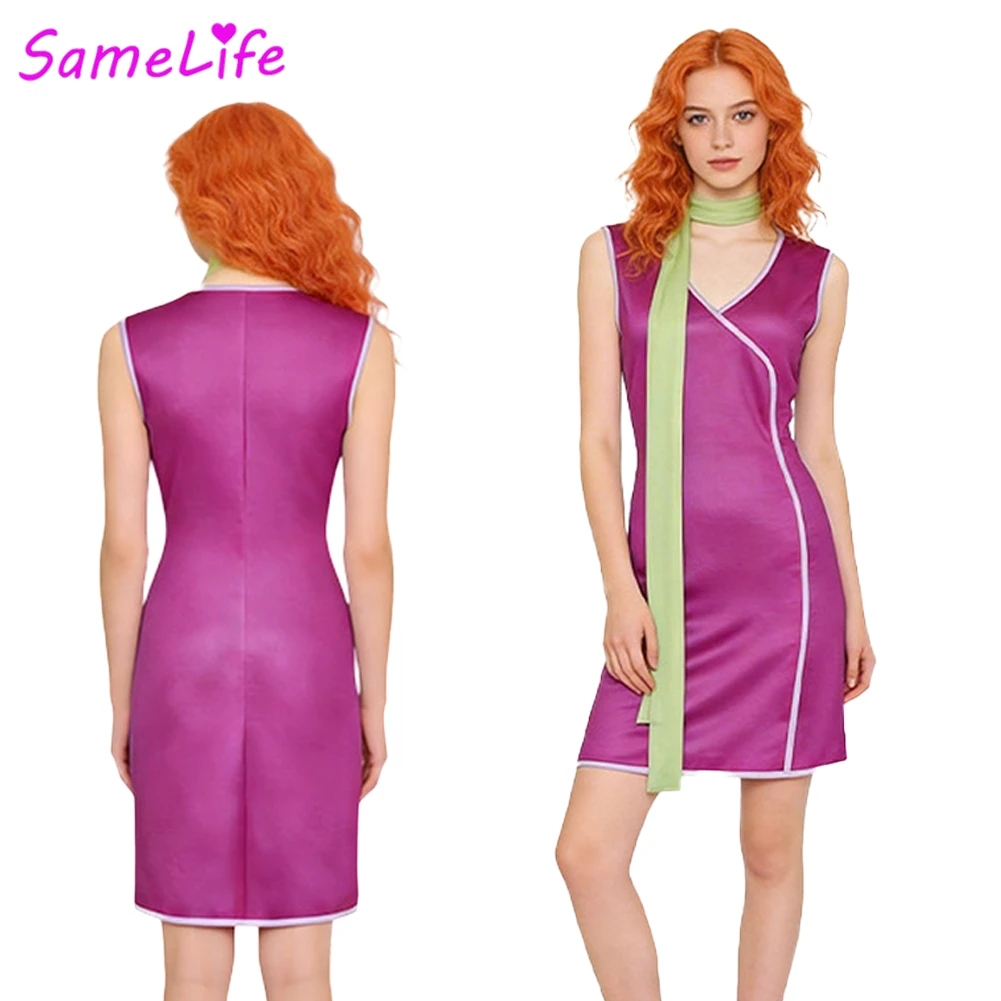 Fantasia Daphne Cosplay Vestido Roxo Roupa de Desenho Animado Sicoob Fantasia Feminina Disfarce Halloween Adulto Feminino Roleplay Trajes de Festa