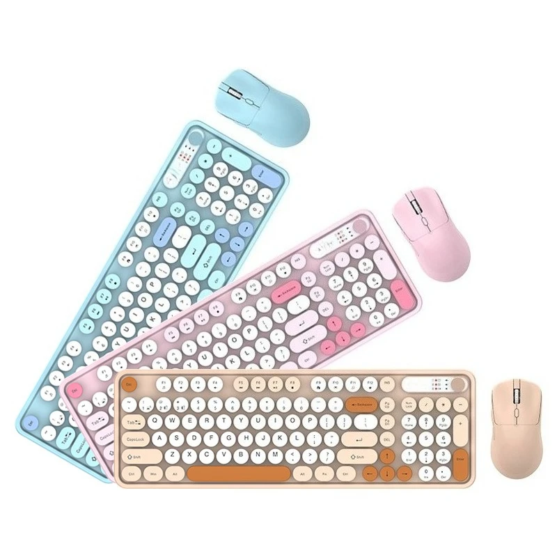 Charging wireless keyboard Mouse set Bluetooth dual-mode color matching girls laptop keyboard