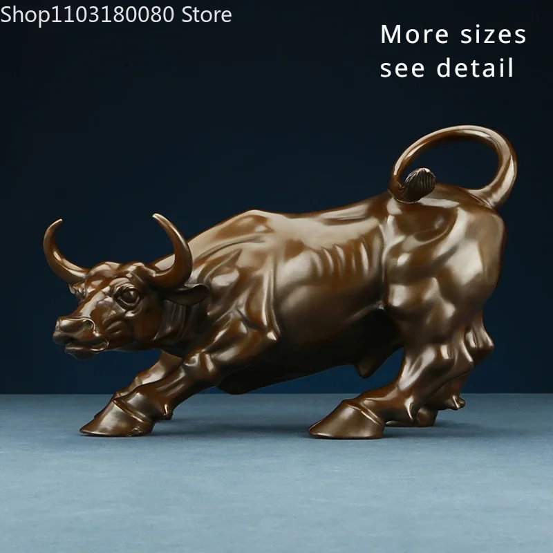 

Brass Copper Wall Street Bull OX Statue Wangshi Cow Home Office Opening Gifts Fengshui decor Large size