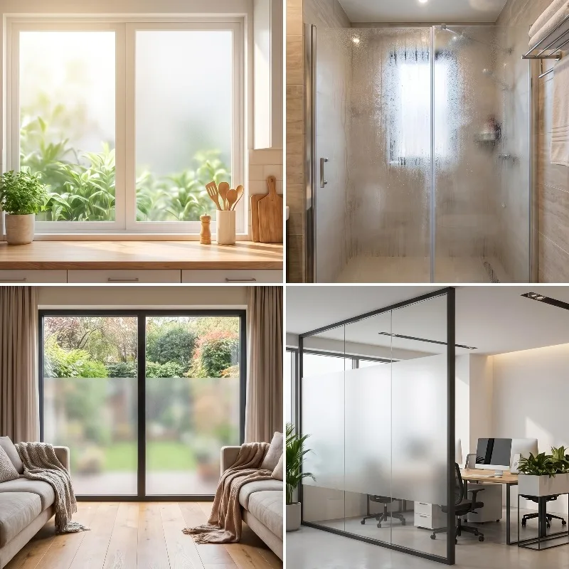 Pure White Frosted Privacy Window Film No Glue Translucent for Bedroom Living Room Kitchen Bathroom Home Office Glass