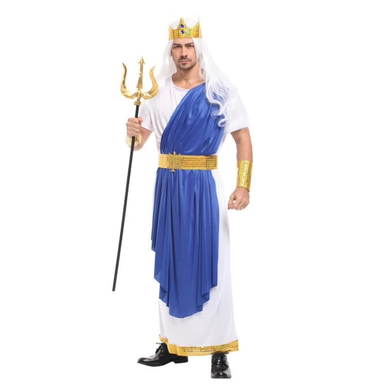 Carnival Poseidon Costumes for Adult Men Halloween Purim Cosplay Party Fantasia Outfits Roman Mythology God of Sea King Costumes