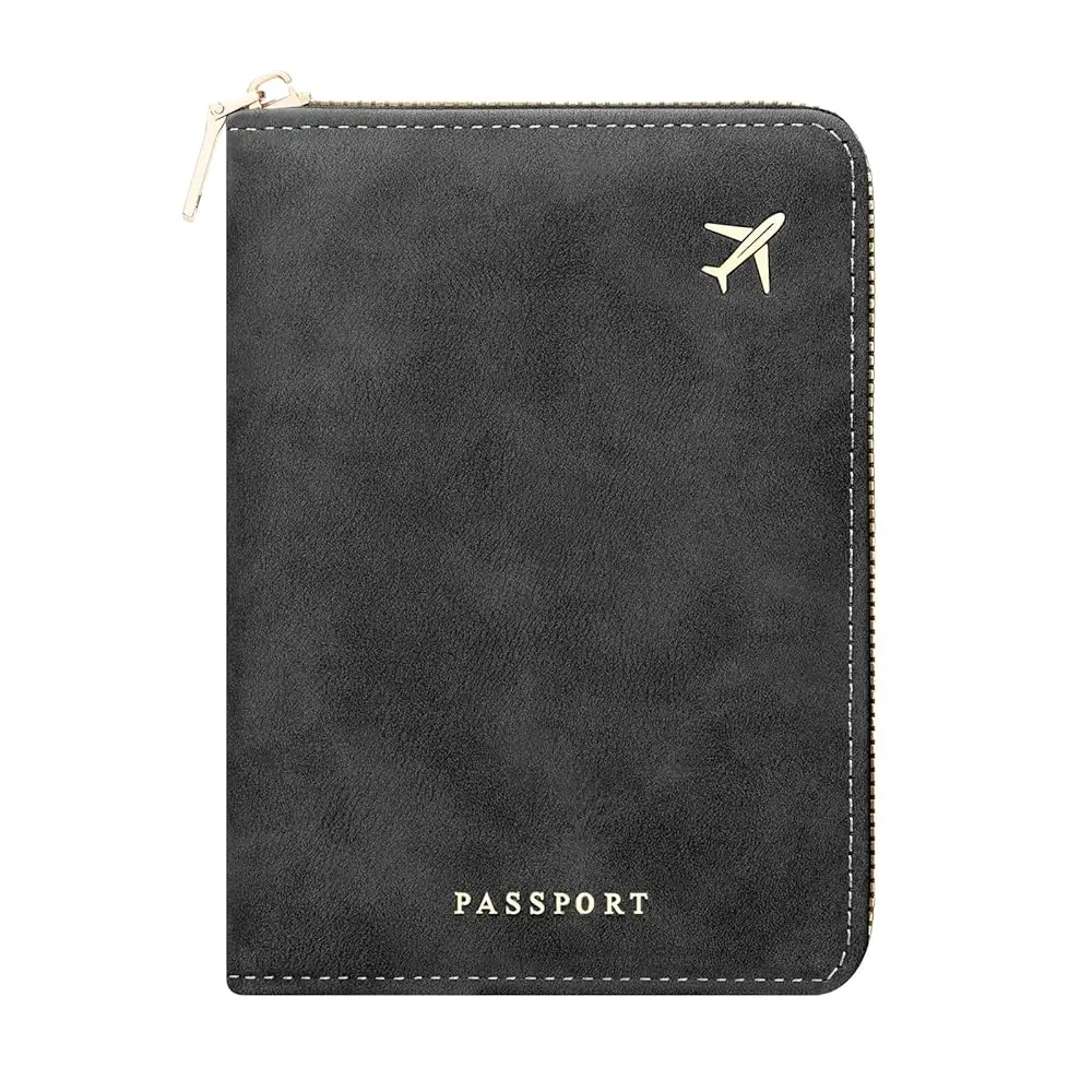 

Passport Holder Travel Wallet - RFID Passport Holder, Zip Closure Card Cover, PU Leather Travel Wallet, RFID Blocking Secure