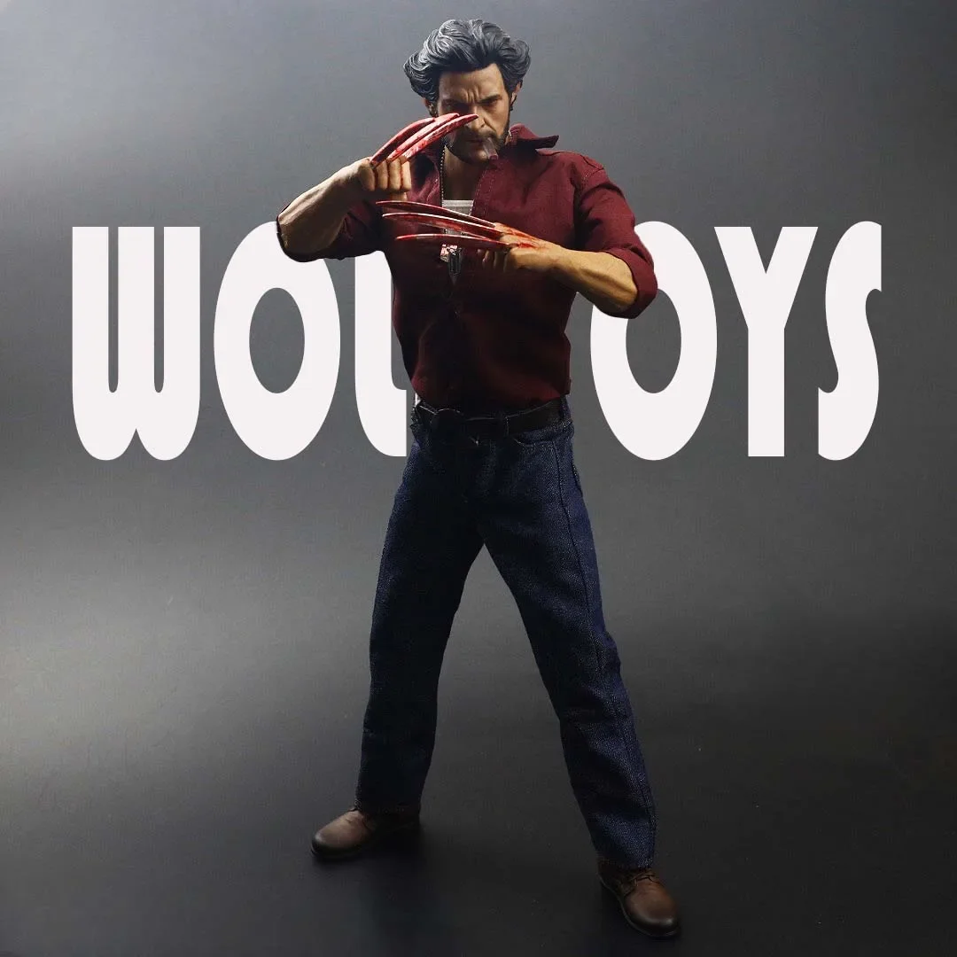 WOLF TOYS 1/6 Male Shirt Jeans Clothes Set with Integrated Arm Wolf Claw for 12in Action Figure Uncle Wolf Body AT012 AT017