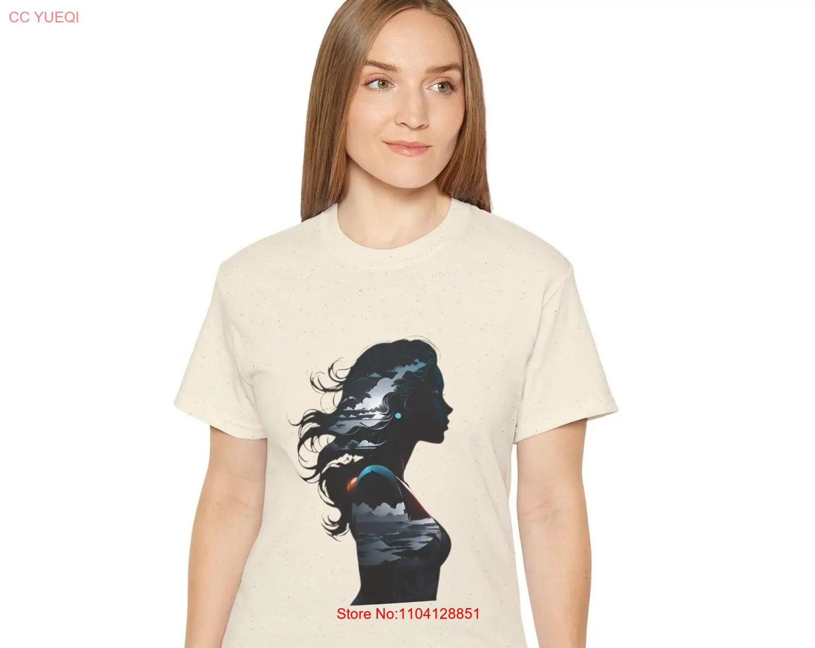 

Women's Goddess Silhouette T Shirt Mythical Gothic Ultra Cotton Top Casual Outings Thematic Events Elegant Mystique Fashion