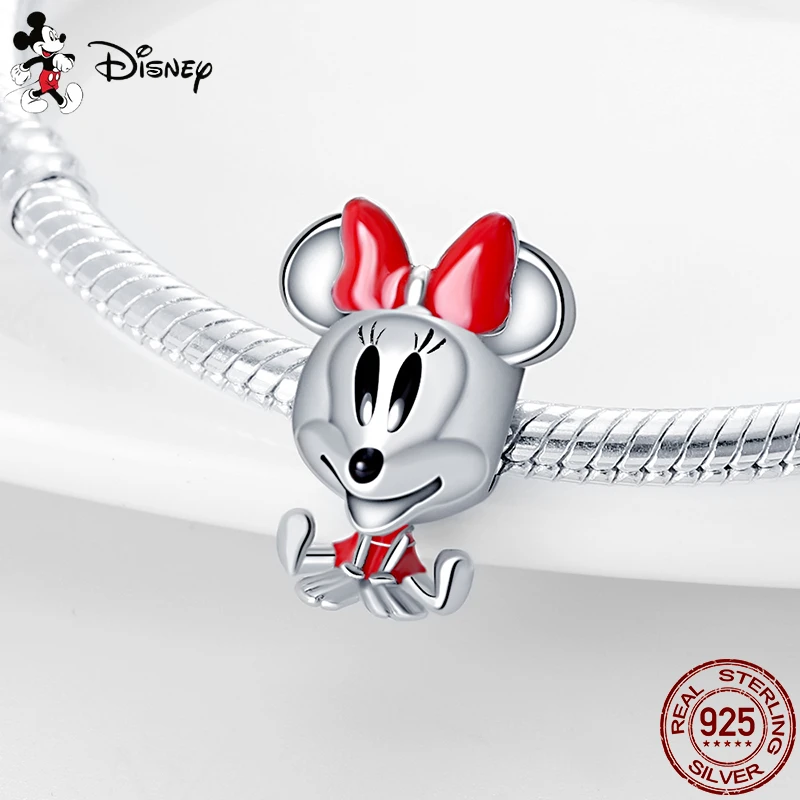 Disney Exquisite Minnie Charm Charm Beads Fits Pandora Original Bracelet For Women 925 Silver Pendant Bead Jewelry Hot Sale Gift