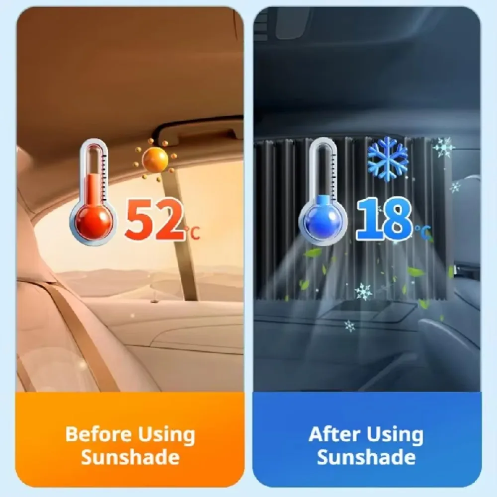 2/4Pcs Car Side Window Sun Shade, Automatic Telescopic Curtain, Foldable Heat Shield, UV Blocking Privacy for Sedan SUV