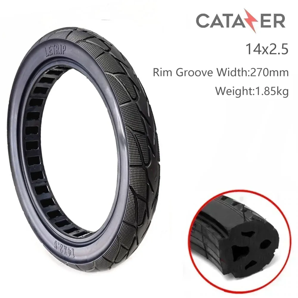 

CATAZER 14 Inch Bicycle Tubeless Solid Tire 14x2.5 Airless Tyre Without Inner Tube Electrombike Tire Free Inflatable Bike Tires