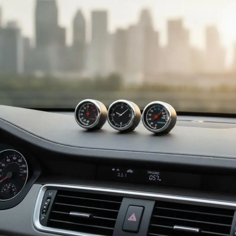 ·Mini Car Automobile Digital Clock Auto Watch Automotive  Hygrometer Decoration Ornament Clock In Car Accessories