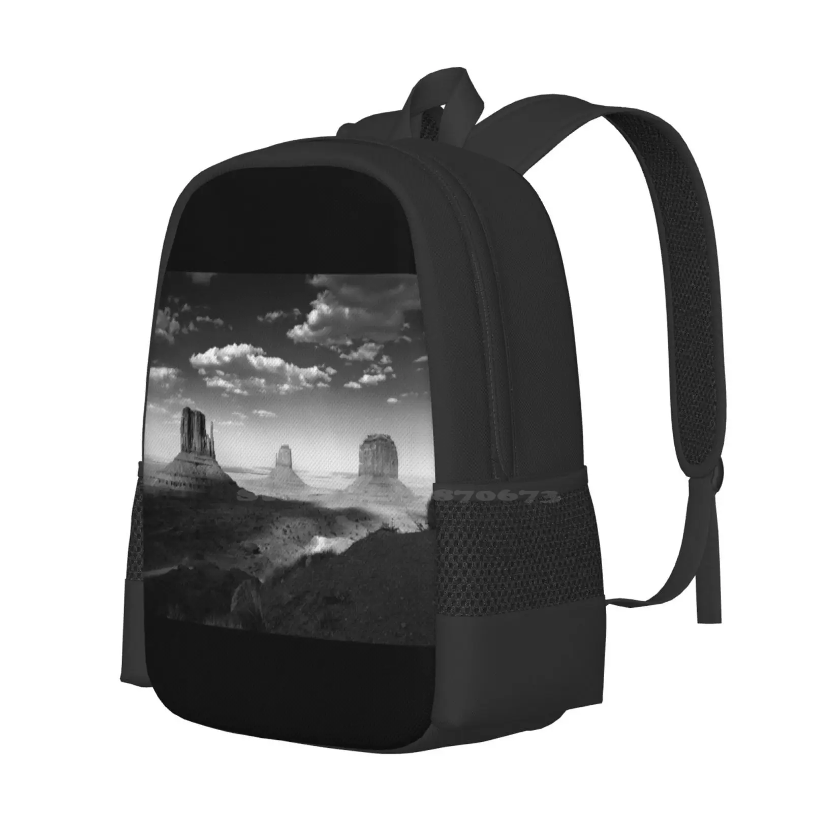 Monument Valley In Black & White Hot Sale Schoolbag Backpack Fashion Bags Sale Sold Photograph Arizona Black White Desert