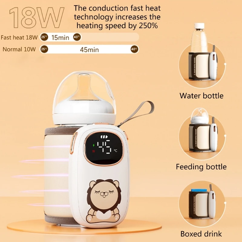 Wireless Bottle Heater Universal USB Charged Bottle Warmer PU Heating Sleeve Bag