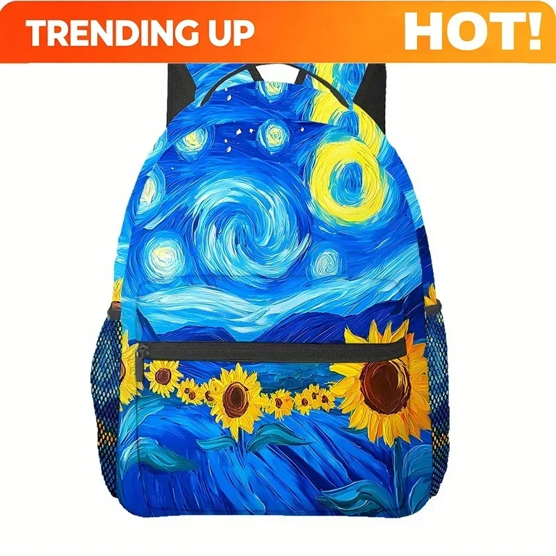 Custom Bag Sunflower Field At Starry Night (2) Shoulder Bag, Travel Hiking Backpack, Computer Backpack Comfortable