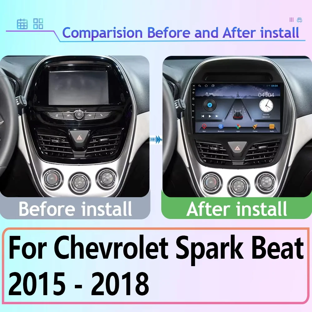 Car Radio Carplay For Chevrolet Spark Beat 2015 - 2017 GPS Navigation Video Android Auto Stereo 5G Wifi Screen Bluetooth No 2din