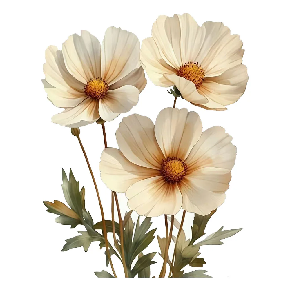 15x12cm Elegant White Daisy Stickers Car Sticker, Suitable for Laptop, Car, Truck, Van, SUV, Motorcycle,Bumper, Window