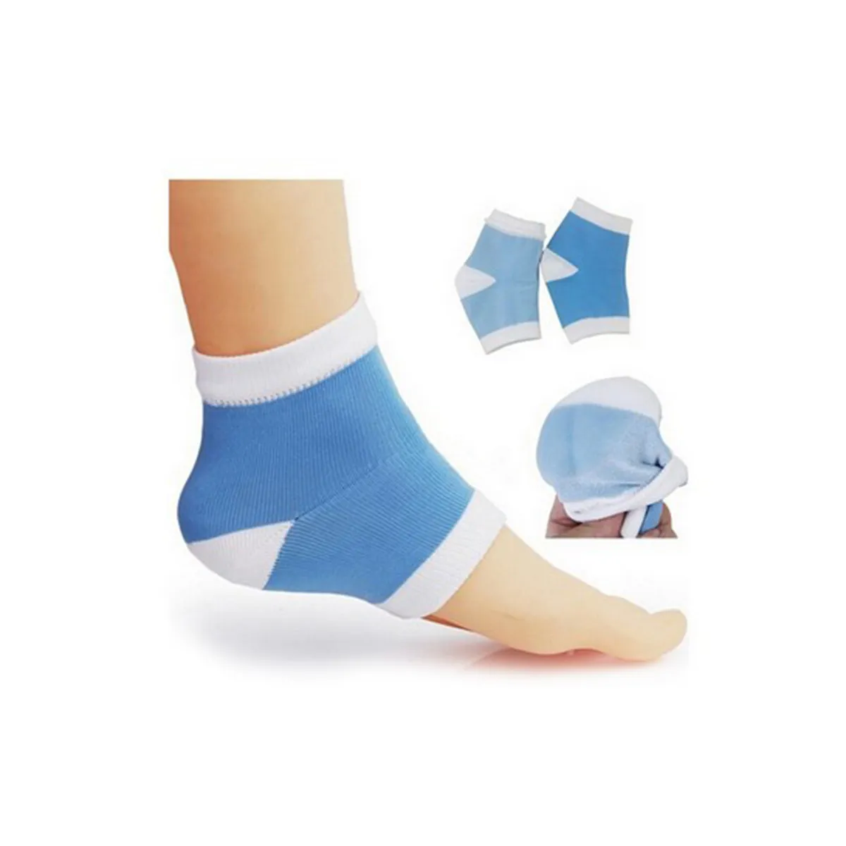 1Pair Gel Heel Socks for Cracked Heels Repair Moisturizing Whitening Night Therapy Cotton Nylon Blend Antichapping Foot Care