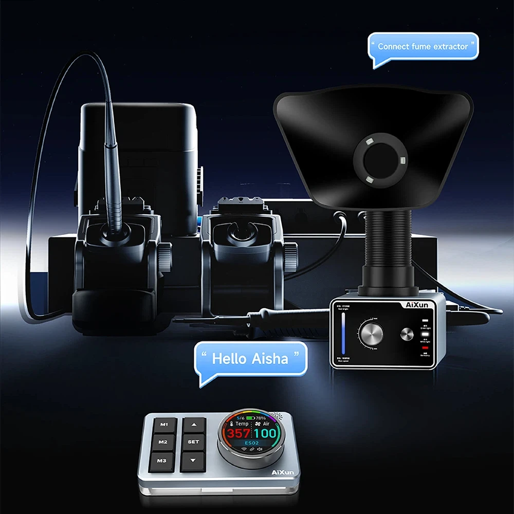 Aixun ES02 4000RPM آلة استخلاص الدخان سرعة قابل للتعديل مروحة بدون فرش تصميم فليتر مزدوج لإزالة الدخان الزيتي أثناء لحام