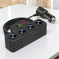 Car USB Charger QC3.0+PD 3.1A 3 USB Ports 3 USB Socket 4-Socket 18W Fast Charger Plug Car Cigarette Lighter Socket Splitter Plug