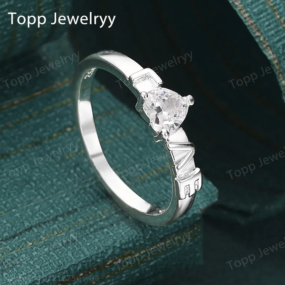 

Стерлингового серебра 925 пробы, элегантное кольцо с цирконом в форме сердца 7-10, подвеска, женская мода, свадебный подарок, ювелирные изделия