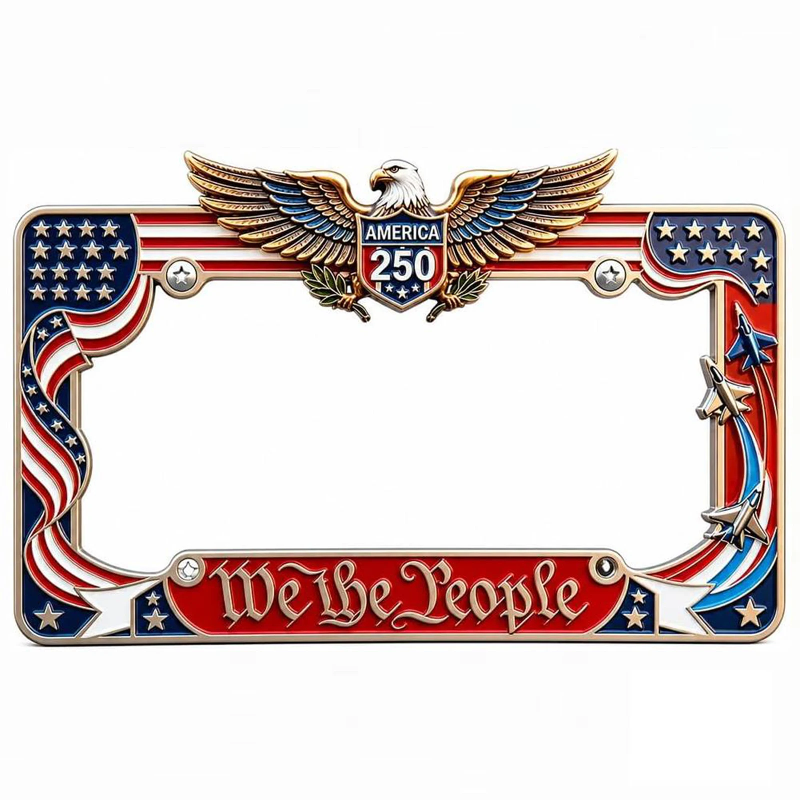 250th Anniversary License Plate Frame Weather Resistant Standard Vehicle Plates Accessory Car Tag Holder for Cars Decoration