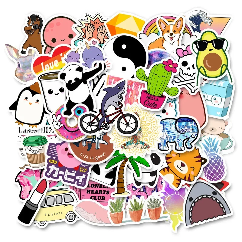 33 Styles Stickers 50PCS/Pack Decals Sticker For DIY Car Laptop PC Guitar Notebook Luggage Skateboard Cartoon Vsco Girls Sticker