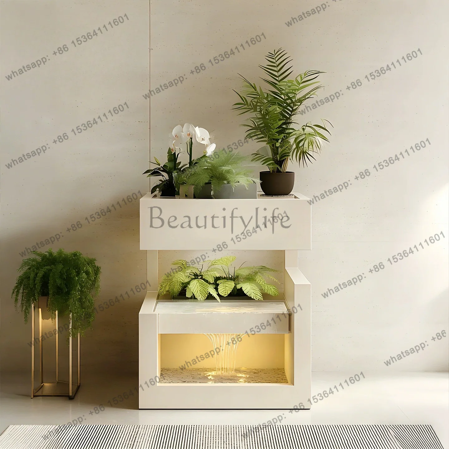 Modern minimalist wind edge few high-end sense home living room square multi-layer shelf creative water feature