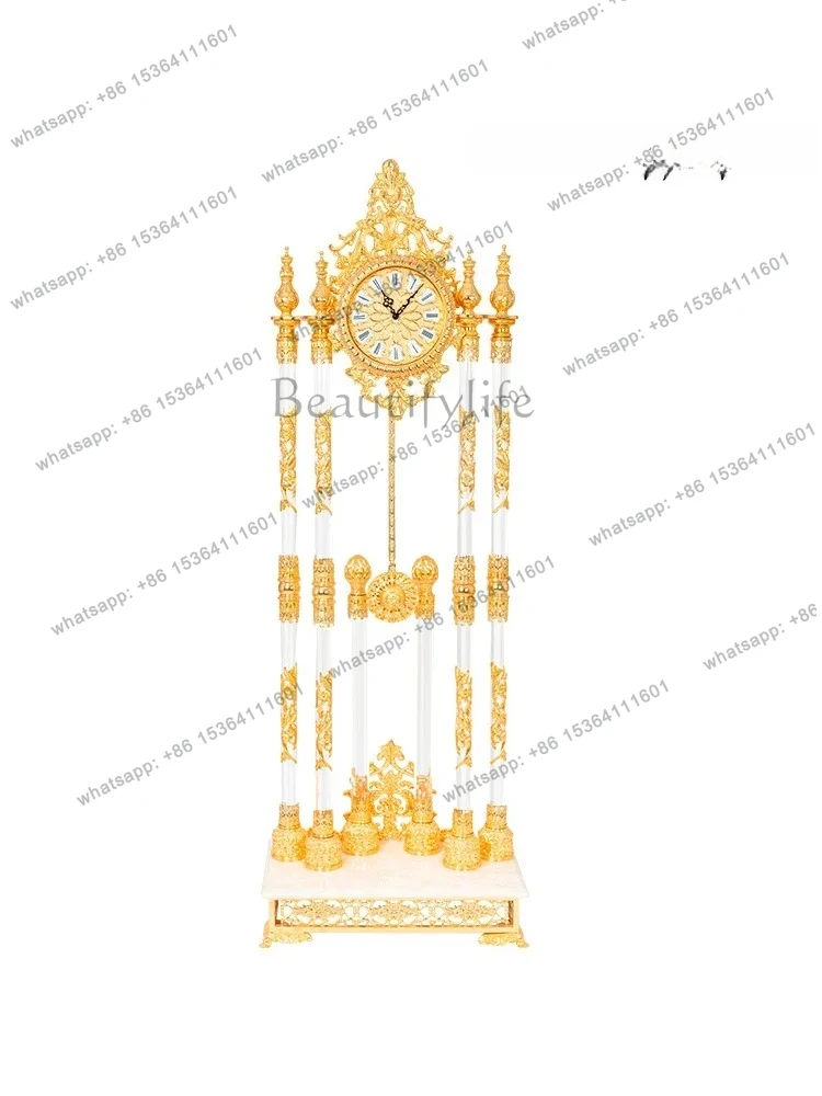 

FG28High-grade quartz European mechanical floor clock Classical Italian gold-plated crystal clock Living room floor clock