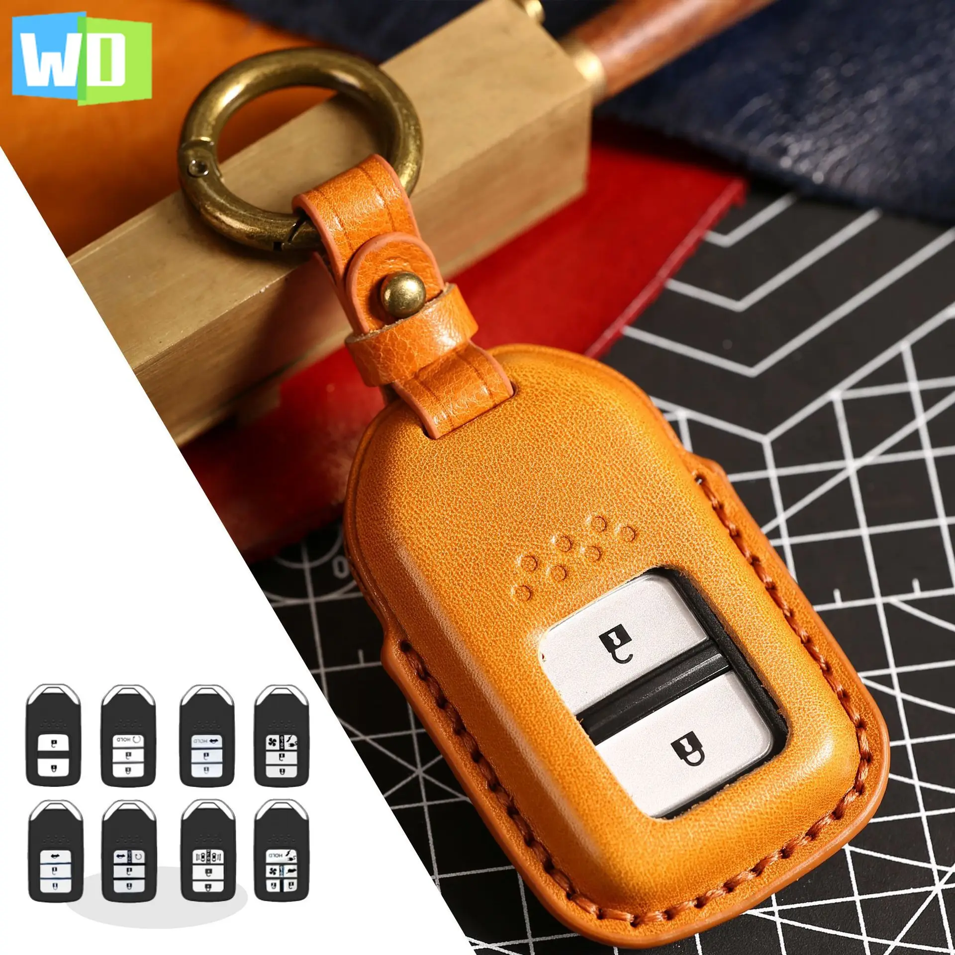 

Leather Car Key Case Cover Fob Accessories For Honda Crv Civic 10th Xrv City Turbo Accord Crider Keychain Holder Shell All Model