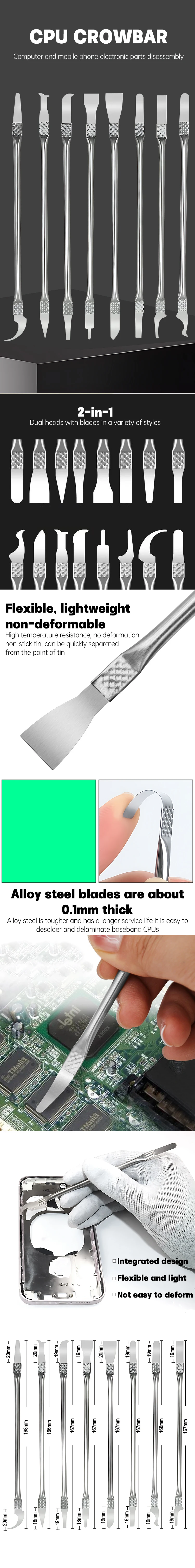 8-in-1 CPU Hebeln Messer Entschleimung Werkzeug Handy Demontage Reparatur Schaber Motherboard Chip Spachtel Messer reparatur Werkzeug Set – Detail 1
