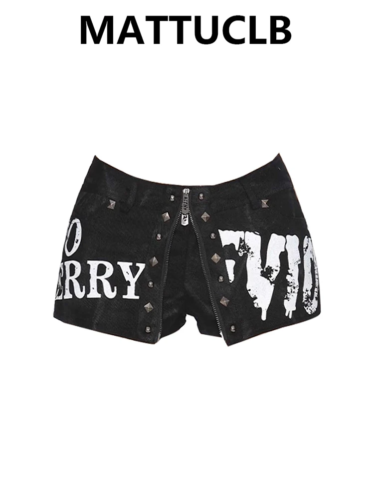 2025 Summer Women Japanese Jean Shorts Y2K 2000s Denim Gothic Hot Pants Harajuku Goblin Core Coquette Gyaru Grunge Kpop Punk