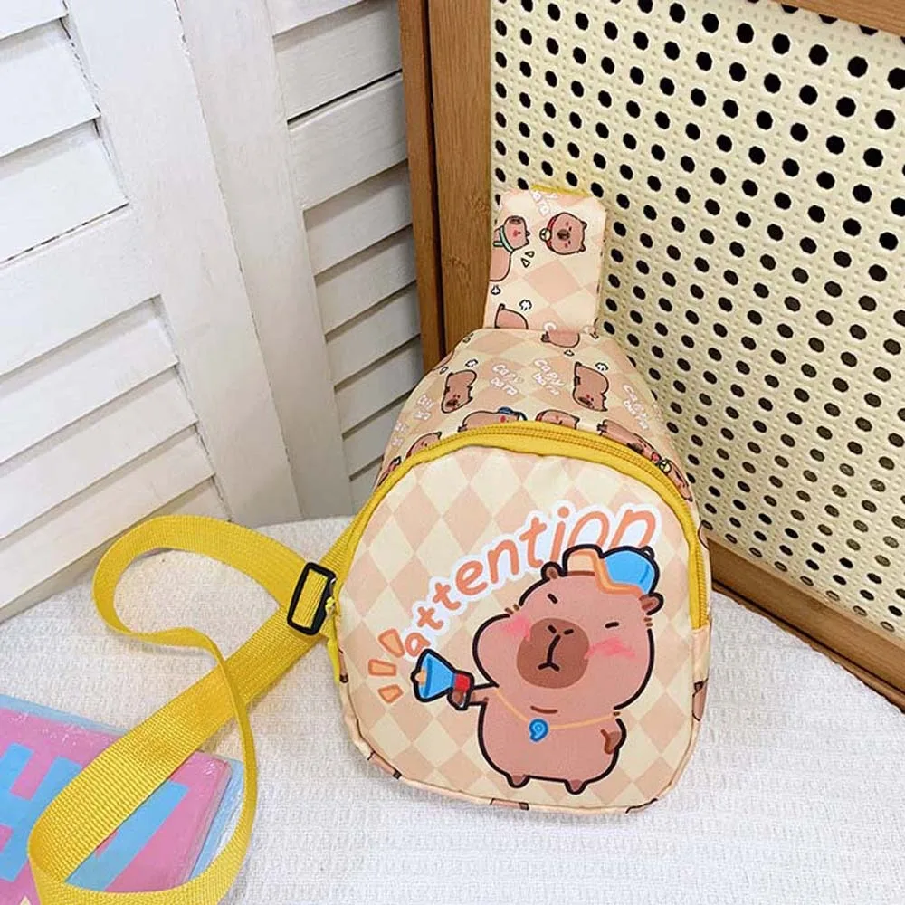 Storage Bag PVC Capybara Chest Bag Printed Nylon Waterproof Small Wallet Full Color Circular Cartoon Keychain Purse Kids