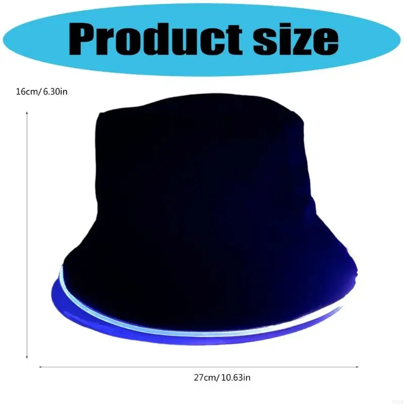 قبعة صياد مضيئة بإضاءة LED للحماية من الشمس خفيفة الوزن وقابلة للتعديل لحفلات الهالوين والأنشطة الخارجية Y08E #6