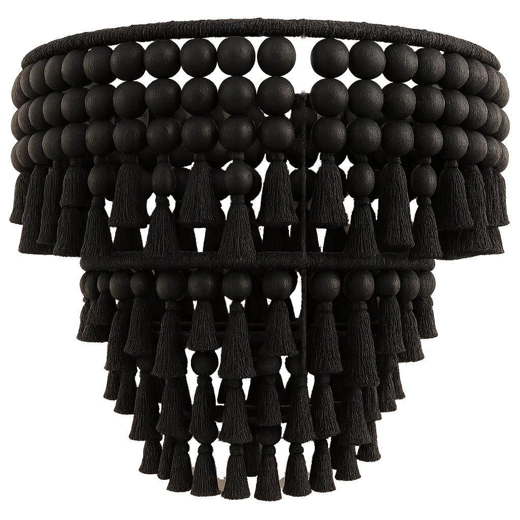 #￥Bohemian Black Macrame Top Hanging withWooden Beads TasselsHandmade for Living Room Bedroom Wedding/Birthday/Anniversary Decor