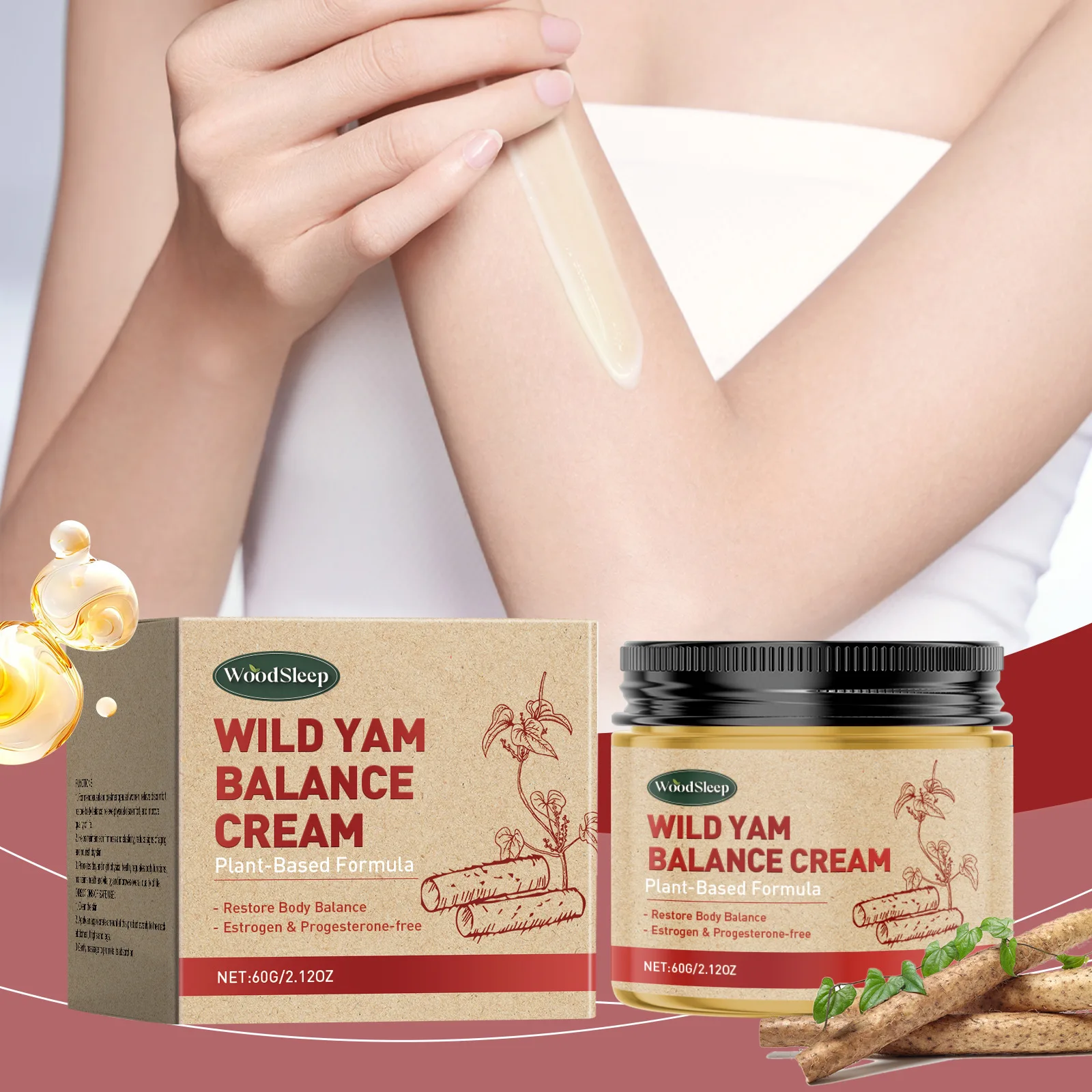 

Wild Yam Cream for Restoring Hormonal Imbalance Menopause Support Soothing Moisturizing Brightening Firm Paste Skin Care Product